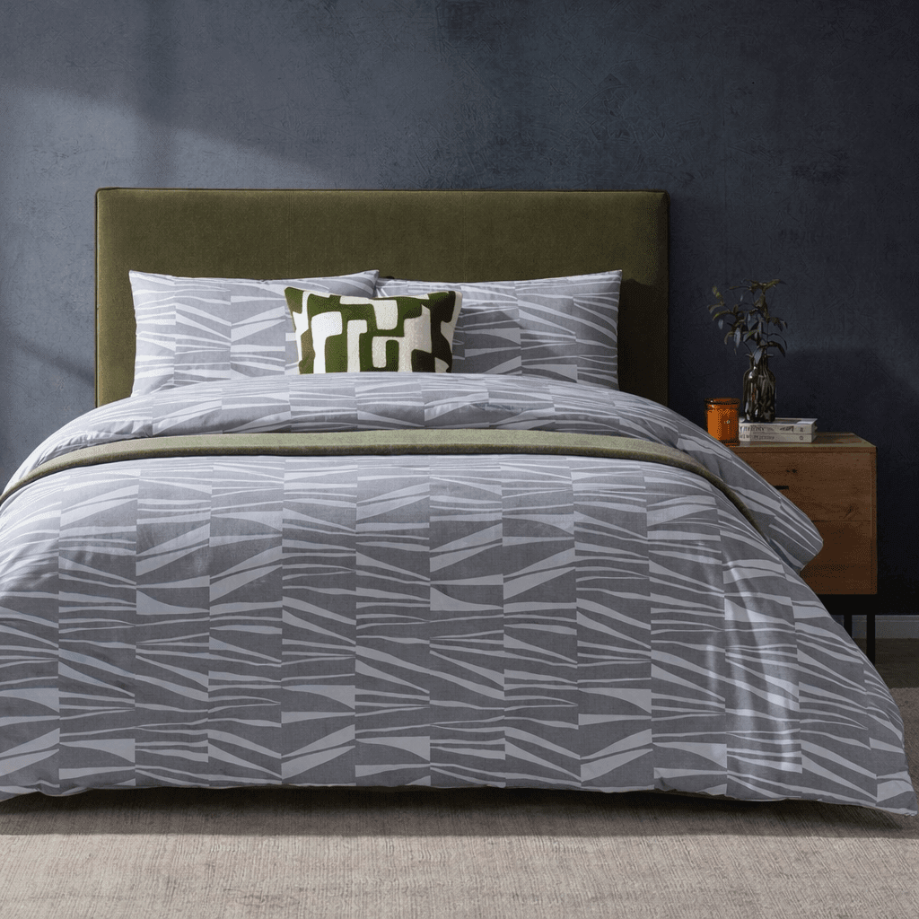 Dusklia - Lenox 100% Cotton Duvet Cover & Pillowcase Set - Light Grey