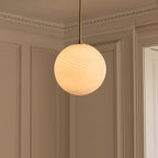 Dusklia - Leo Swirl Glass Fitted Ceiling Pendant - White/Clear