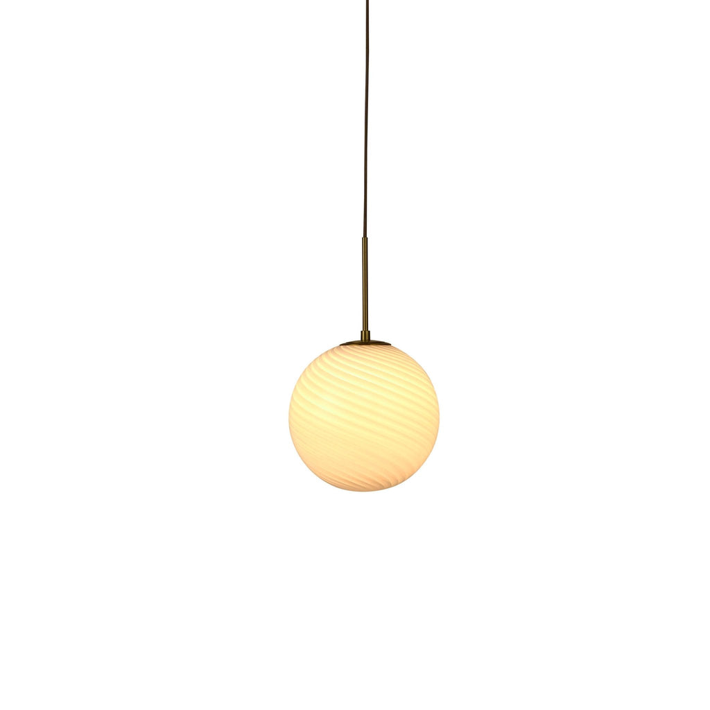 Dusklia - Leo Swirl Glass Fitted Ceiling Pendant - White/Clear