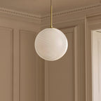 Dusklia - Leo Swirl Glass Fitted Ceiling Pendant - White/Clear