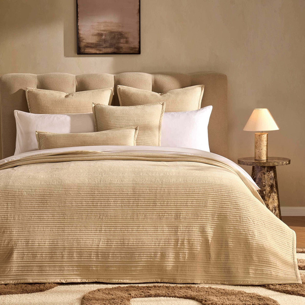 Dusklia - Leona Luxury Quilted Velvet Bedspread - Champagne