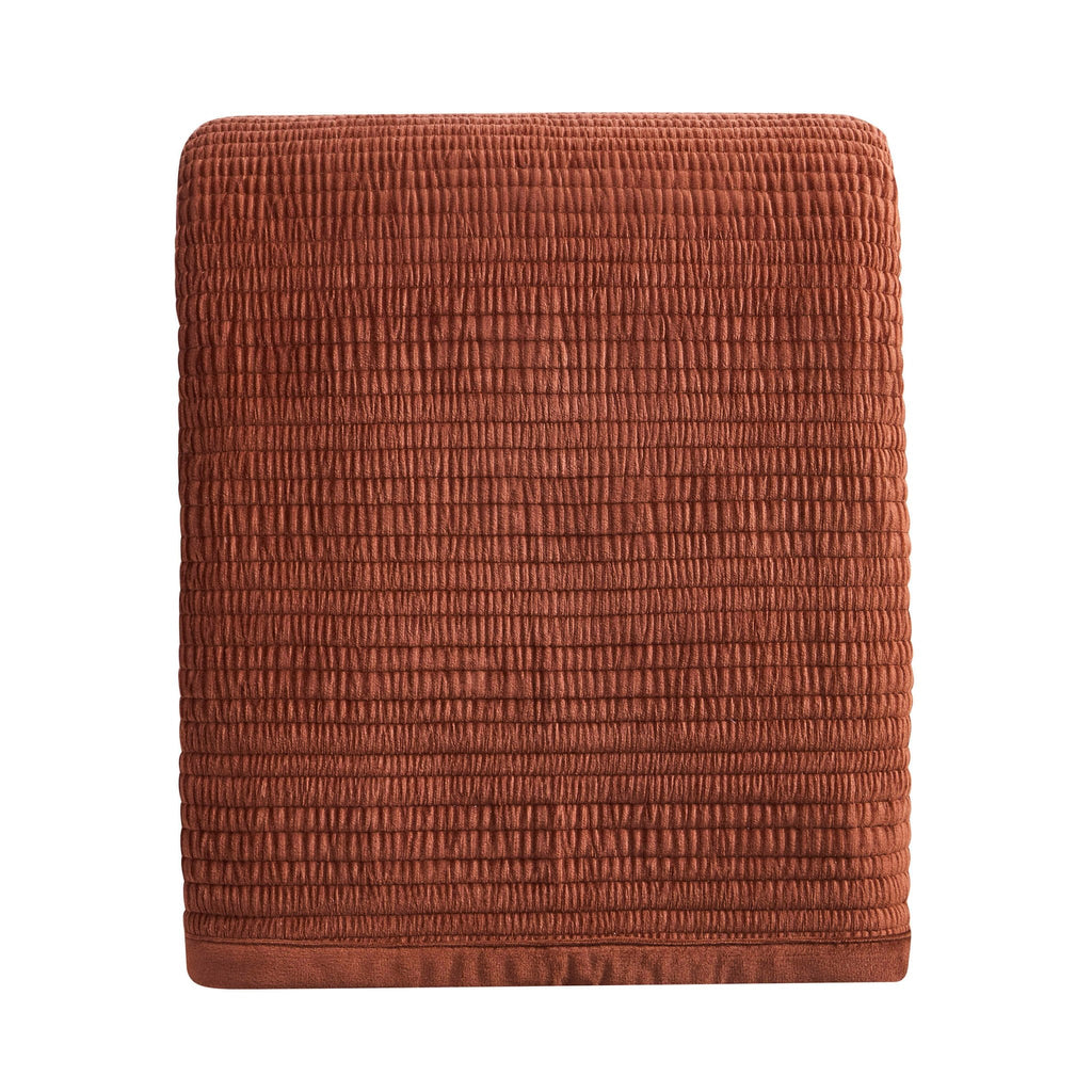 Dusklia - Leona Luxury Quilted Velvet Bedspread - Rust