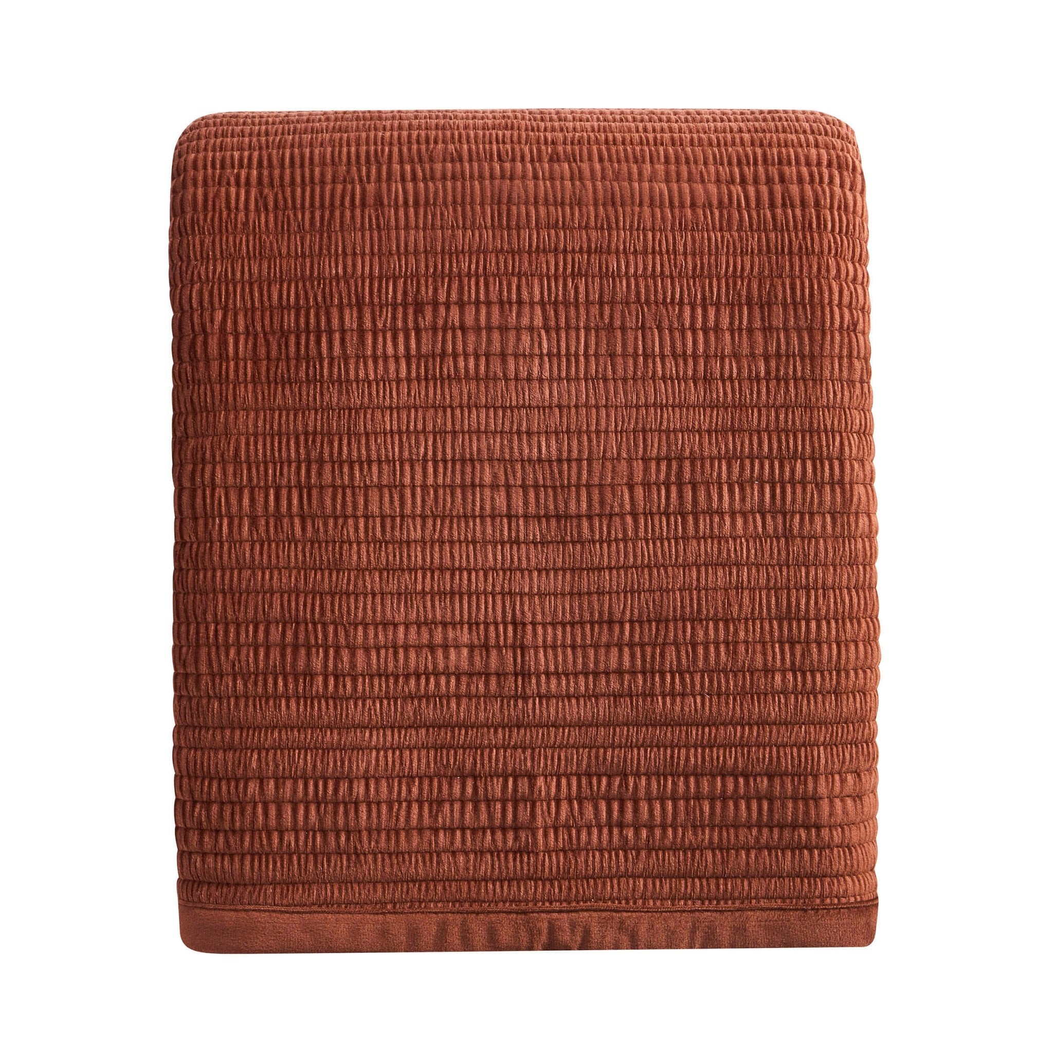 Dusklia - Leona Luxury Quilted Velvet Bedspread - Rust