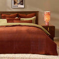 Dusklia - Leona Luxury Quilted Velvet Bedspread - Rust