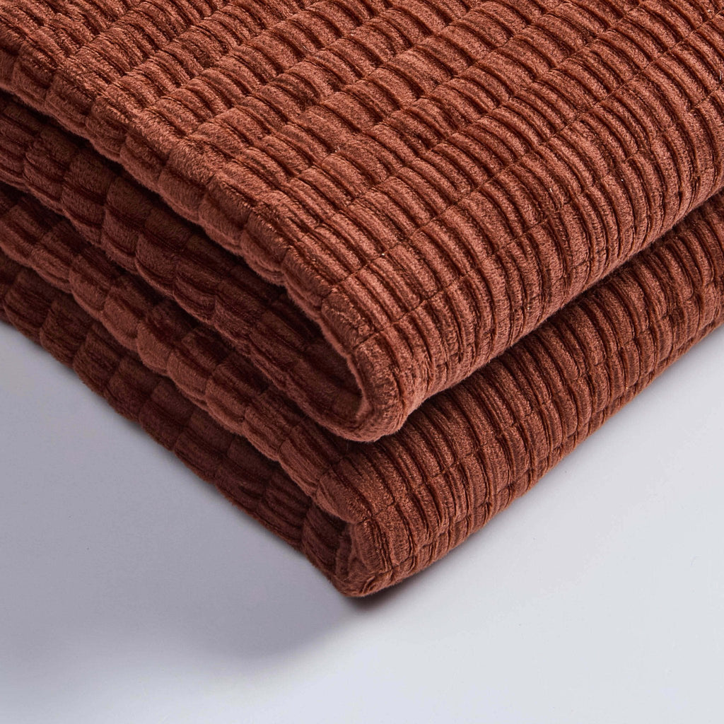 Dusklia - Leona Luxury Quilted Velvet Bedspread - Rust
