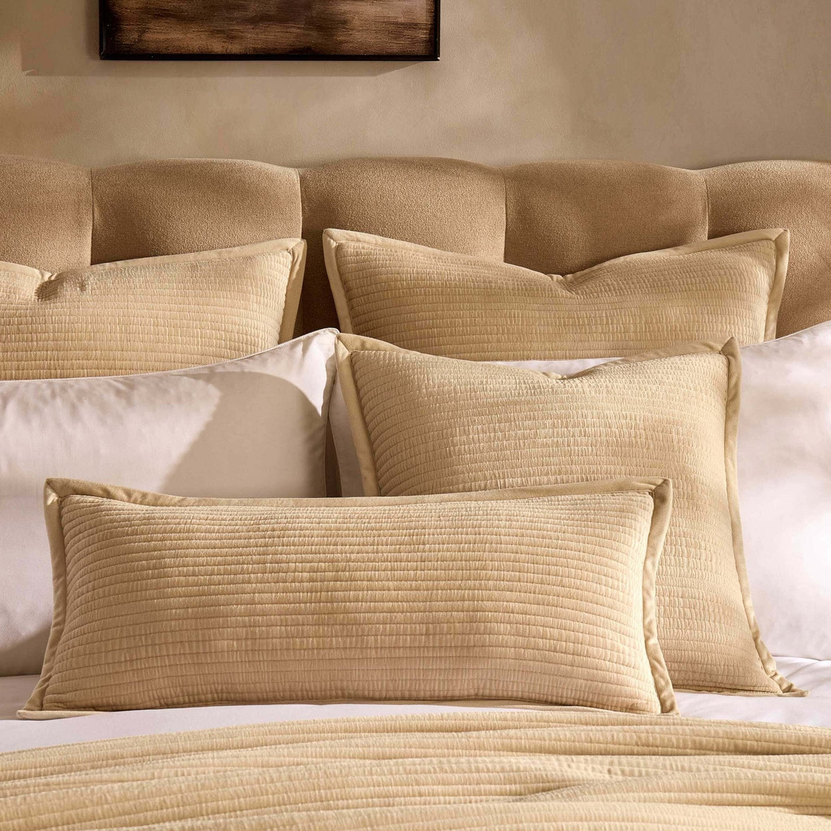 Dusklia - Leona Luxury Quilted Velvet Cushion Cover - Champagne