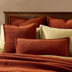 Dusklia - Leona Luxury Quilted Velvet Cushion Cover - Rust