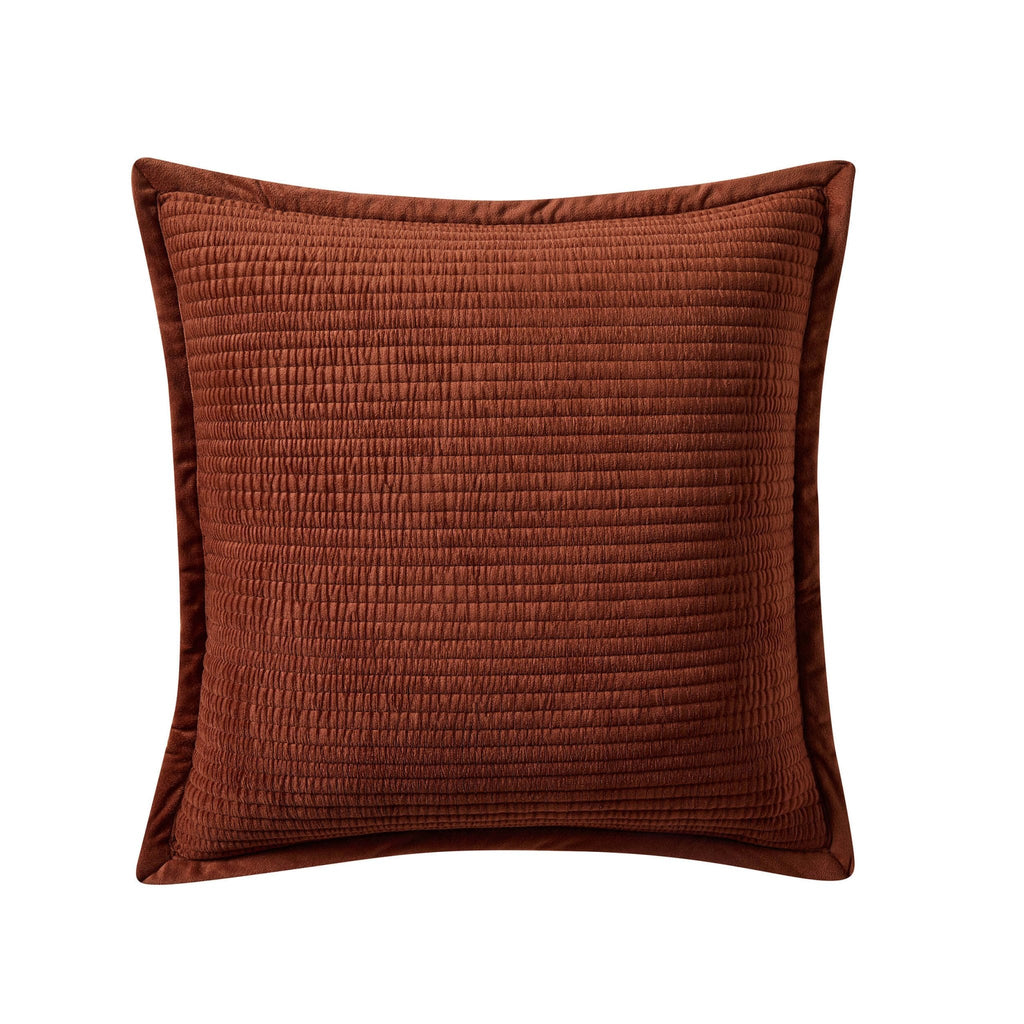 Dusklia - Leona Luxury Quilted Velvet Cushion Cover - Rust