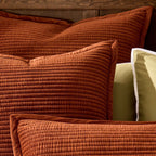 Dusklia - Leona Luxury Quilted Velvet Cushion Cover - Rust