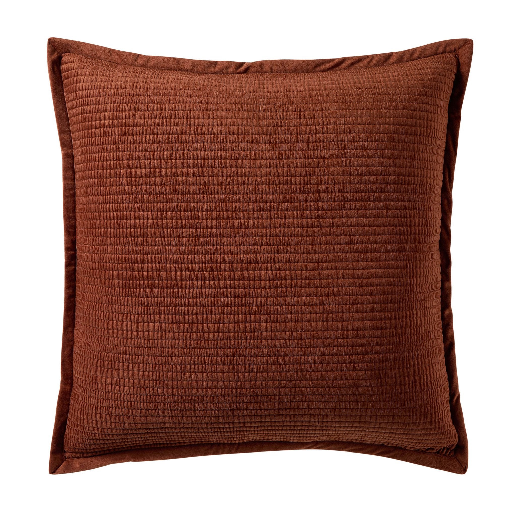 Dusklia - Leona Luxury Quilted Velvet Sofa Cushion Cover - Rust