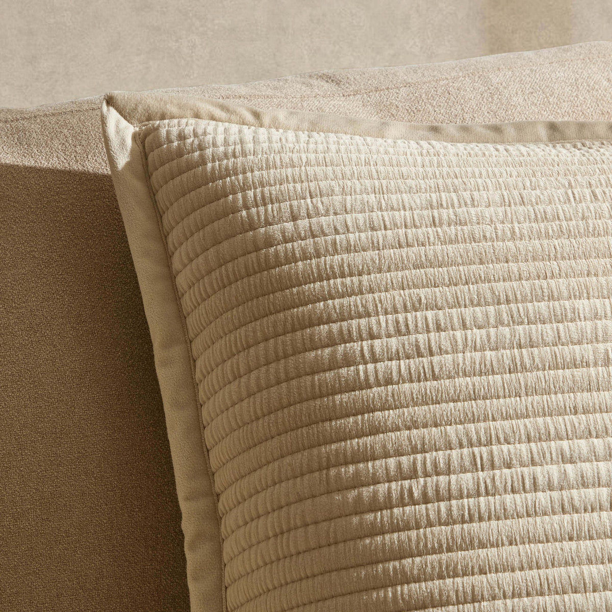 Dusklia - Leona Luxury Quilted Velvet Sofa Cushion Cover - Champagne