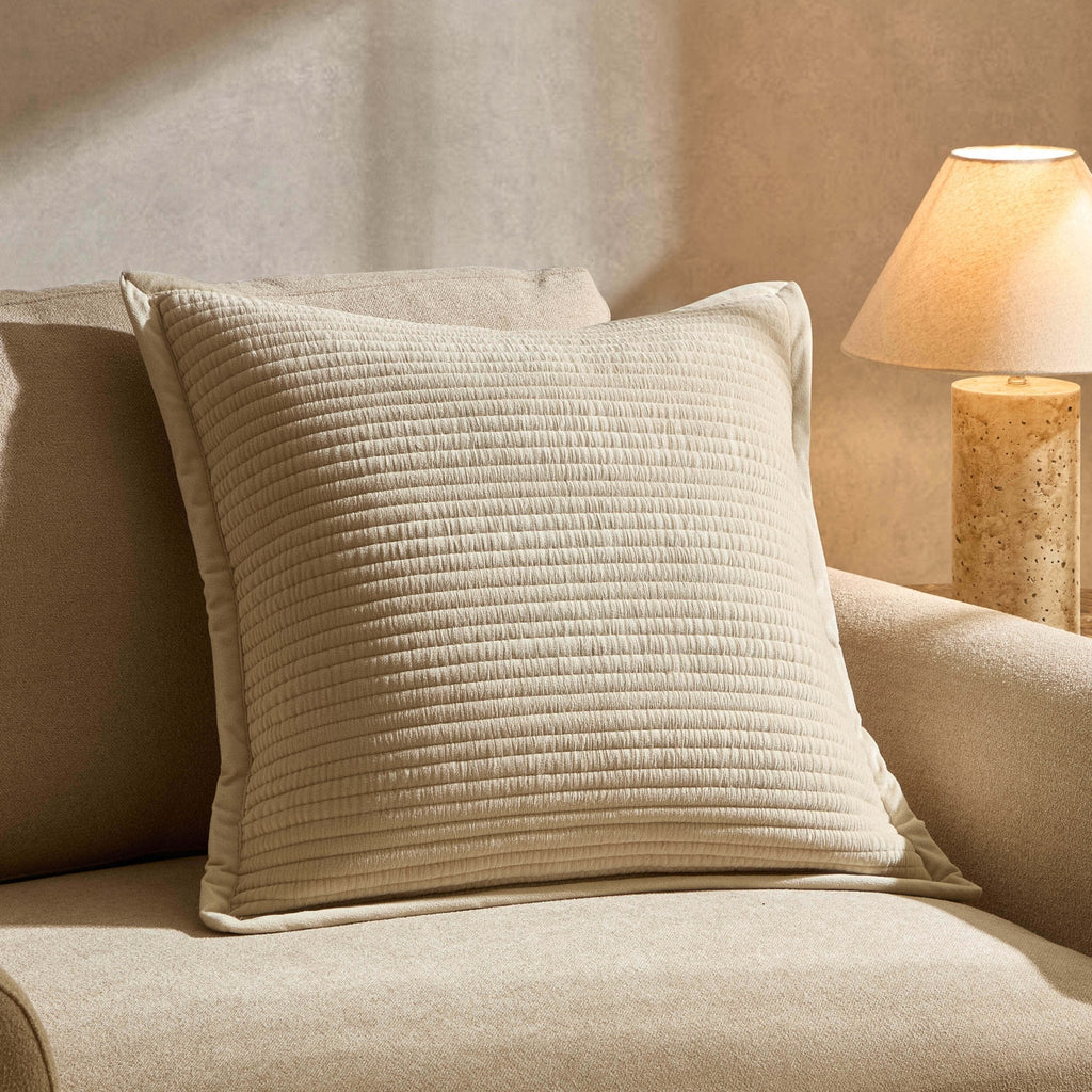 Dusklia - Leona Luxury Quilted Velvet Sofa Cushion Cover - Champagne