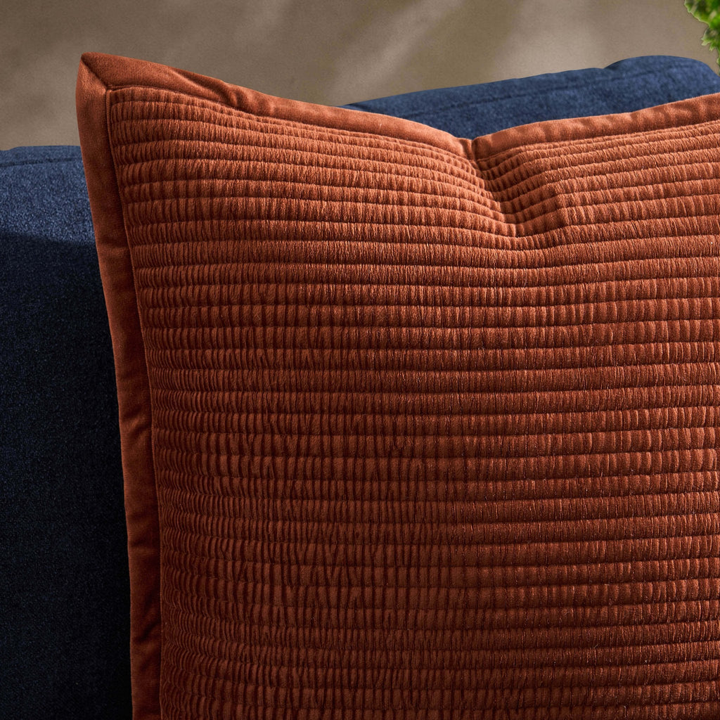 Dusklia - Leona Luxury Quilted Velvet Sofa Cushion Cover - Rust