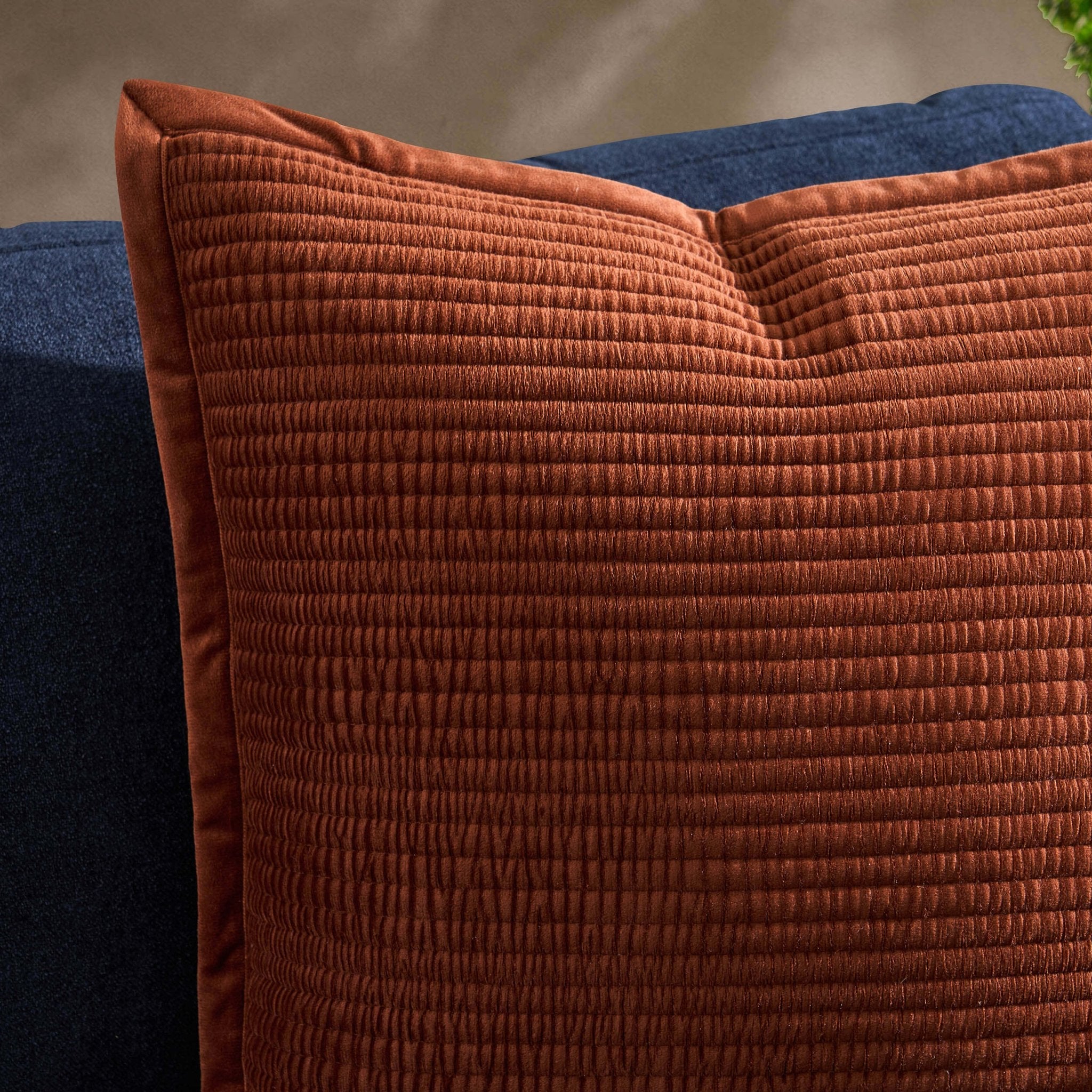 Dusklia - Leona Luxury Quilted Velvet Sofa Cushion Cover - Rust