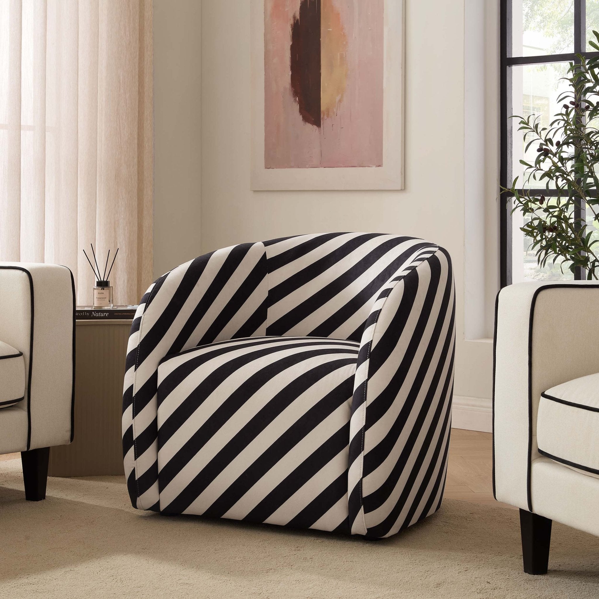 Dusklia - Liberty Accent Chair - Mono Stripe