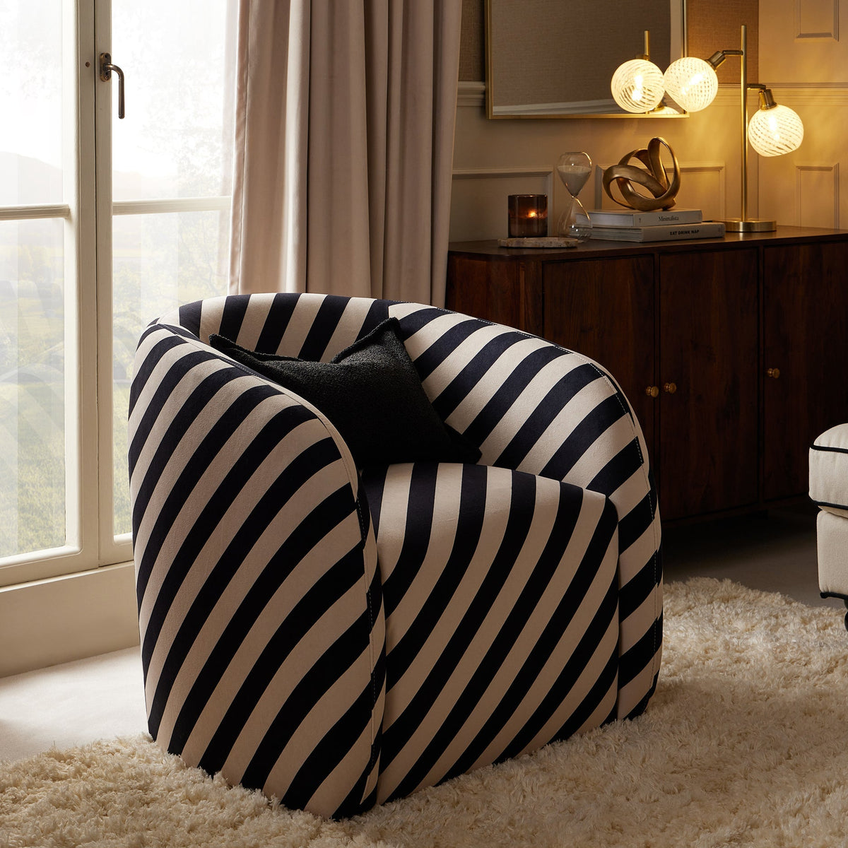Dusklia - Liberty Accent Chair - Mono Stripe