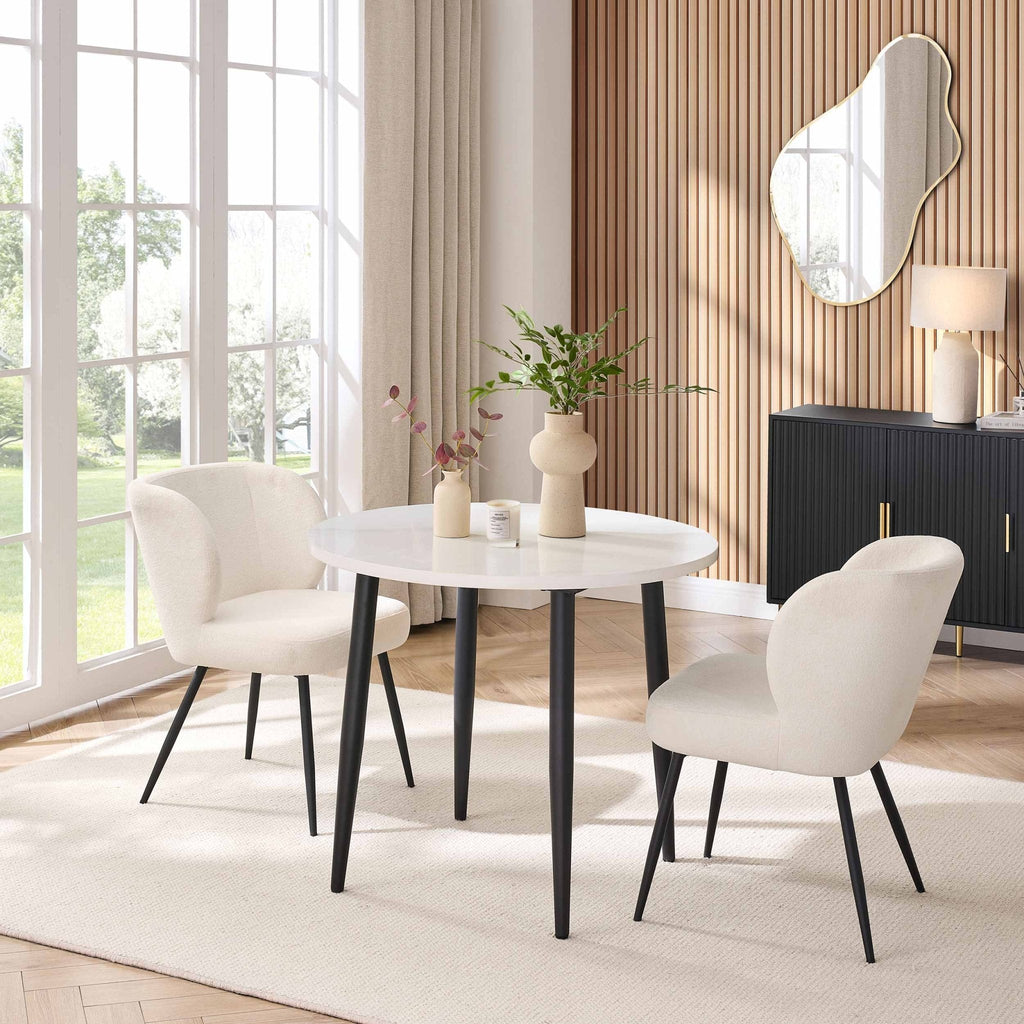 Dusklia - Lila Marble Effect 90cm Seater Dining Table - White