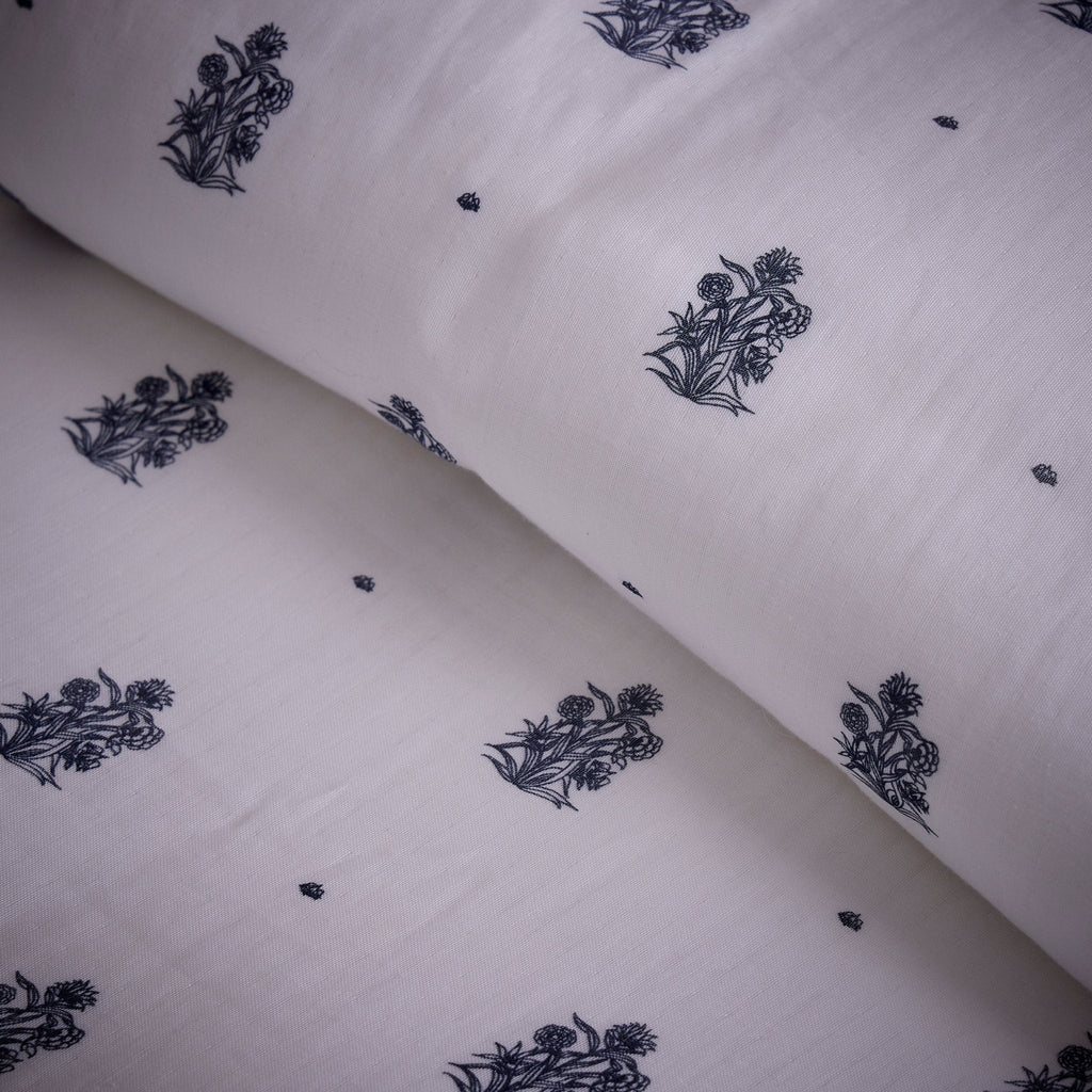 Dusklia - Lille Printed Muslin Duvet Cover & Pillowcase Set - Off White