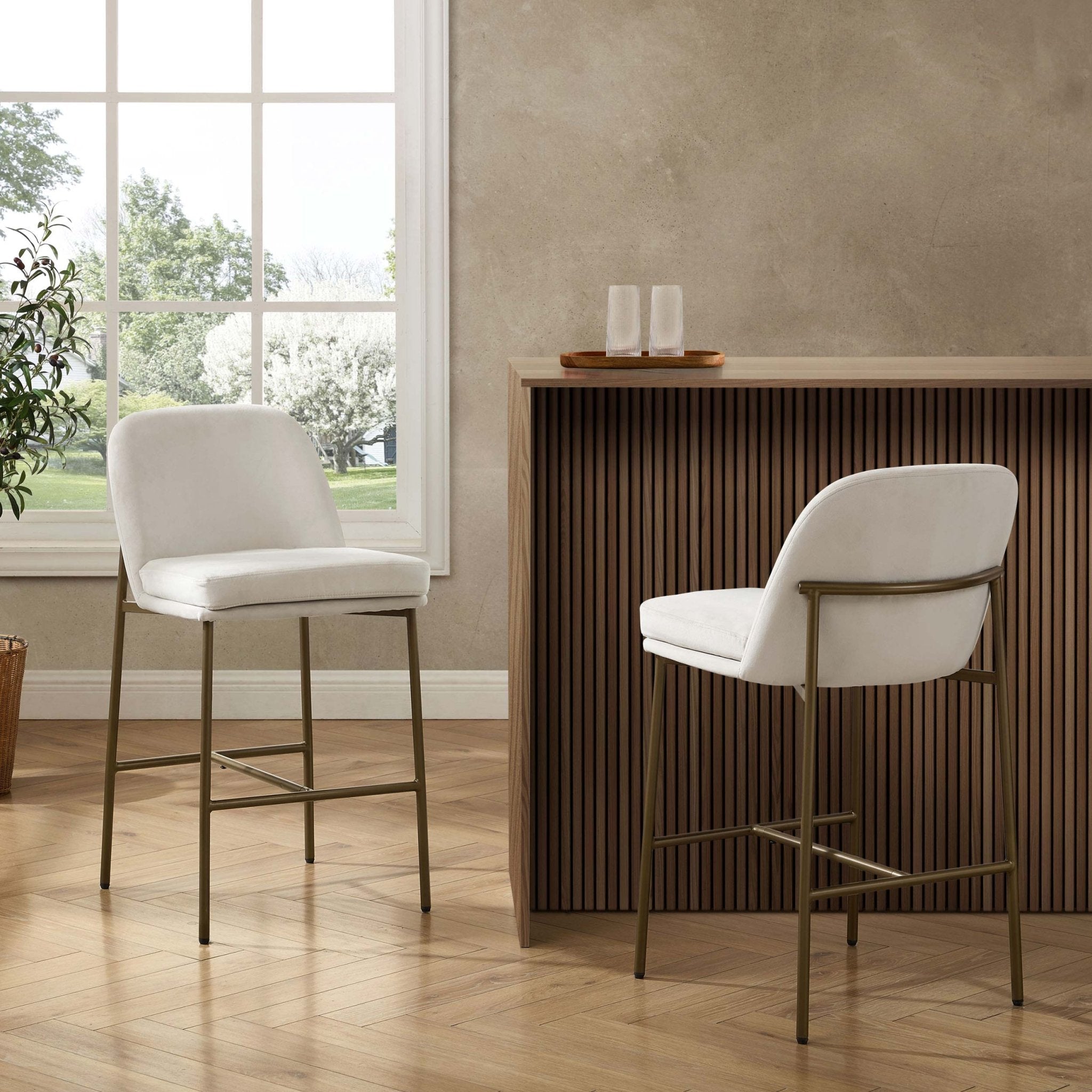Dusklia - Lily Set of 2 Barstools - Ecru