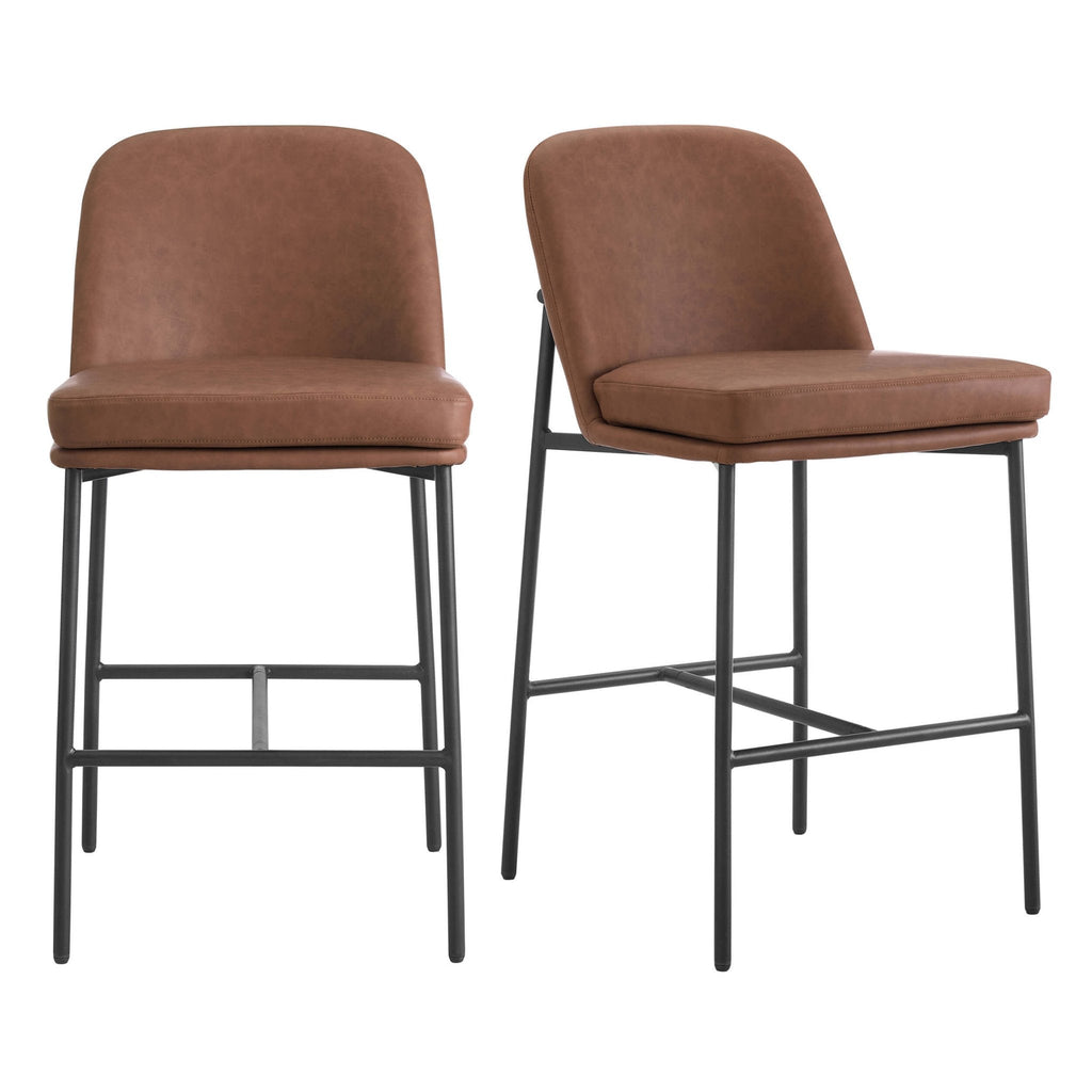 Dusklia - Lily Set of 2 Barstools - Faux Leather Tan