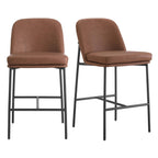 Dusklia - Lily Set of 2 Barstools - Faux Leather Tan