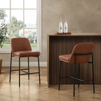 Dusklia - Lily Set of 2 Barstools - Faux Leather Tan