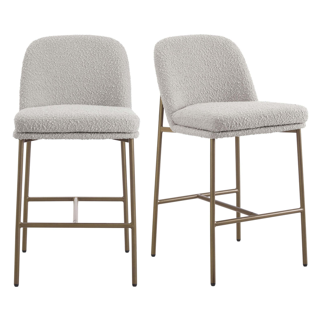 Dusklia - Lily Set of 2 Barstools - Taupe Boucle