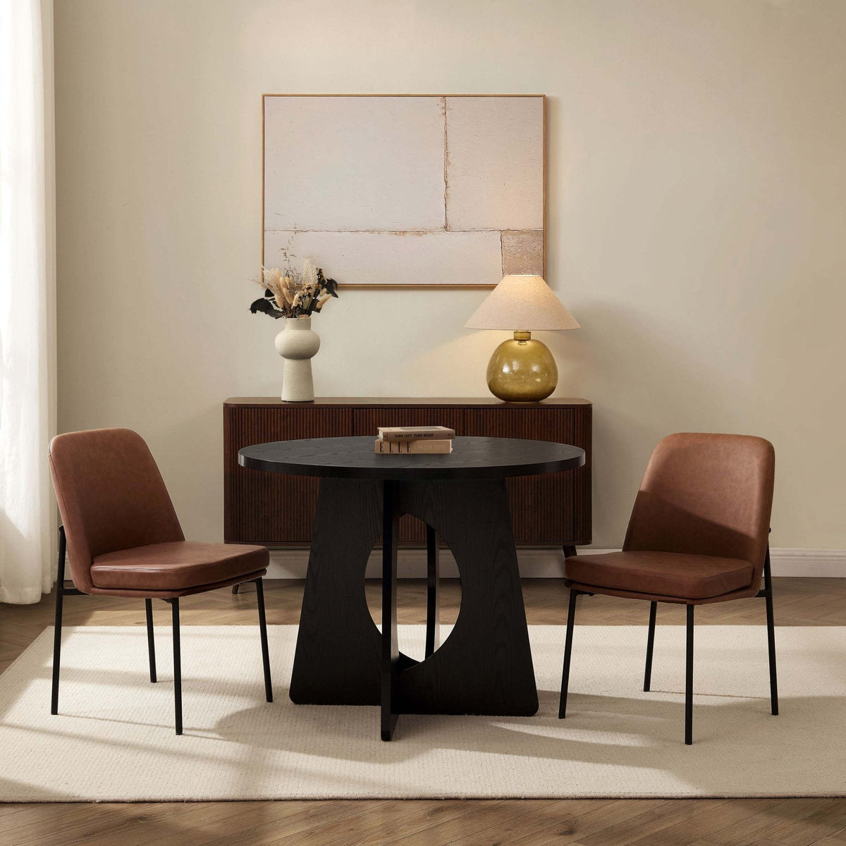 Dusklia - Lily Set of 2 Dining Chairs - Faux Leather Tan