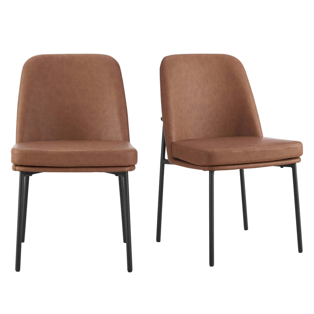 Dusklia - Lily Set of 2 Dining Chairs - Faux Leather Tan
