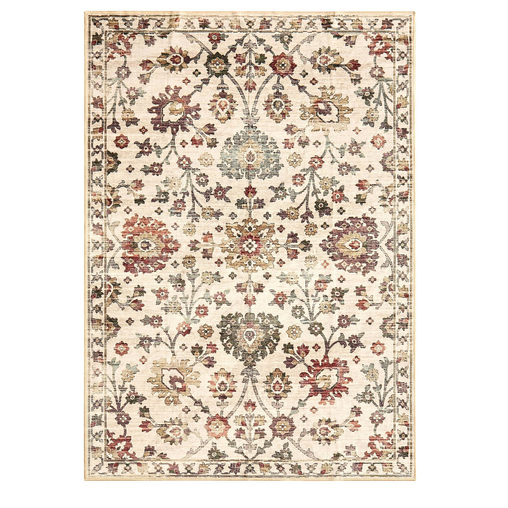 Dusklia - Lily Traditional Floral Rug - Natural/ Multi