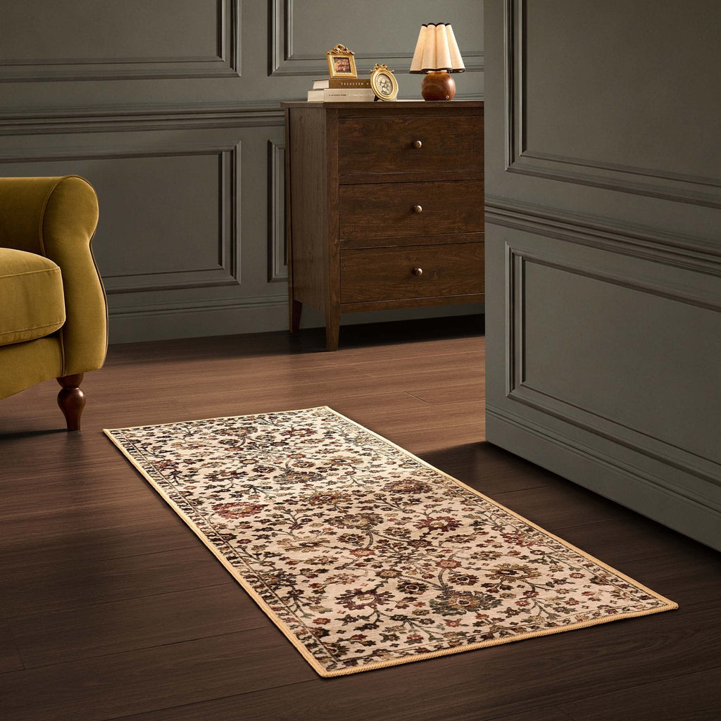 Dusklia - Lily Traditional Floral Runner 60x150cm - Natural/ Multi