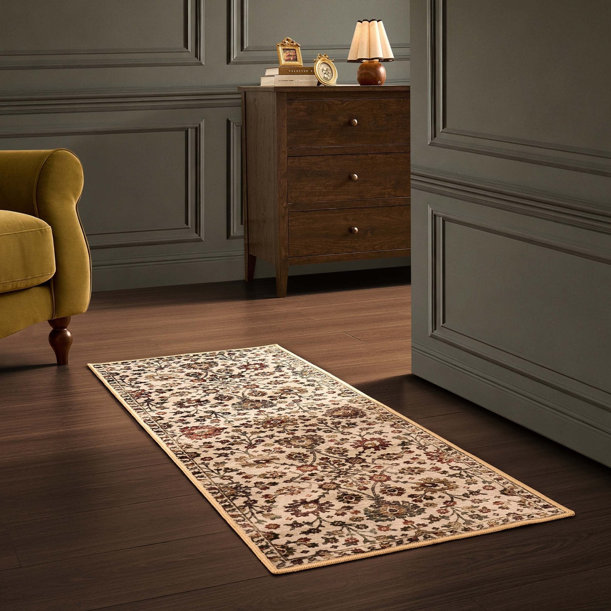 Dusklia - Lily Traditional Floral Runner 60x150cm - Natural/ Multi
