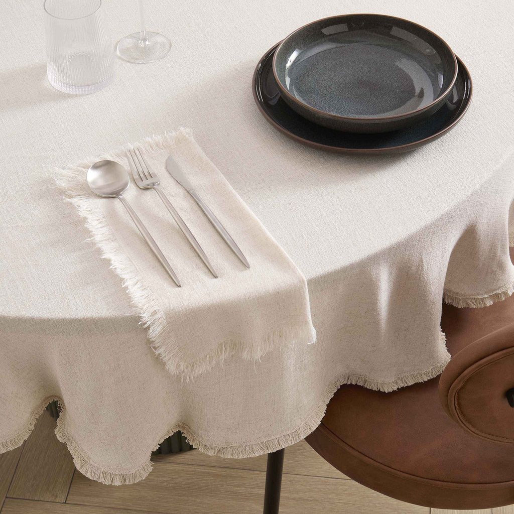 Dusklia - Linen Blend Round Tablecloth - Sand