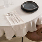 Dusklia - Linen Blend Round Tablecloth - Sand