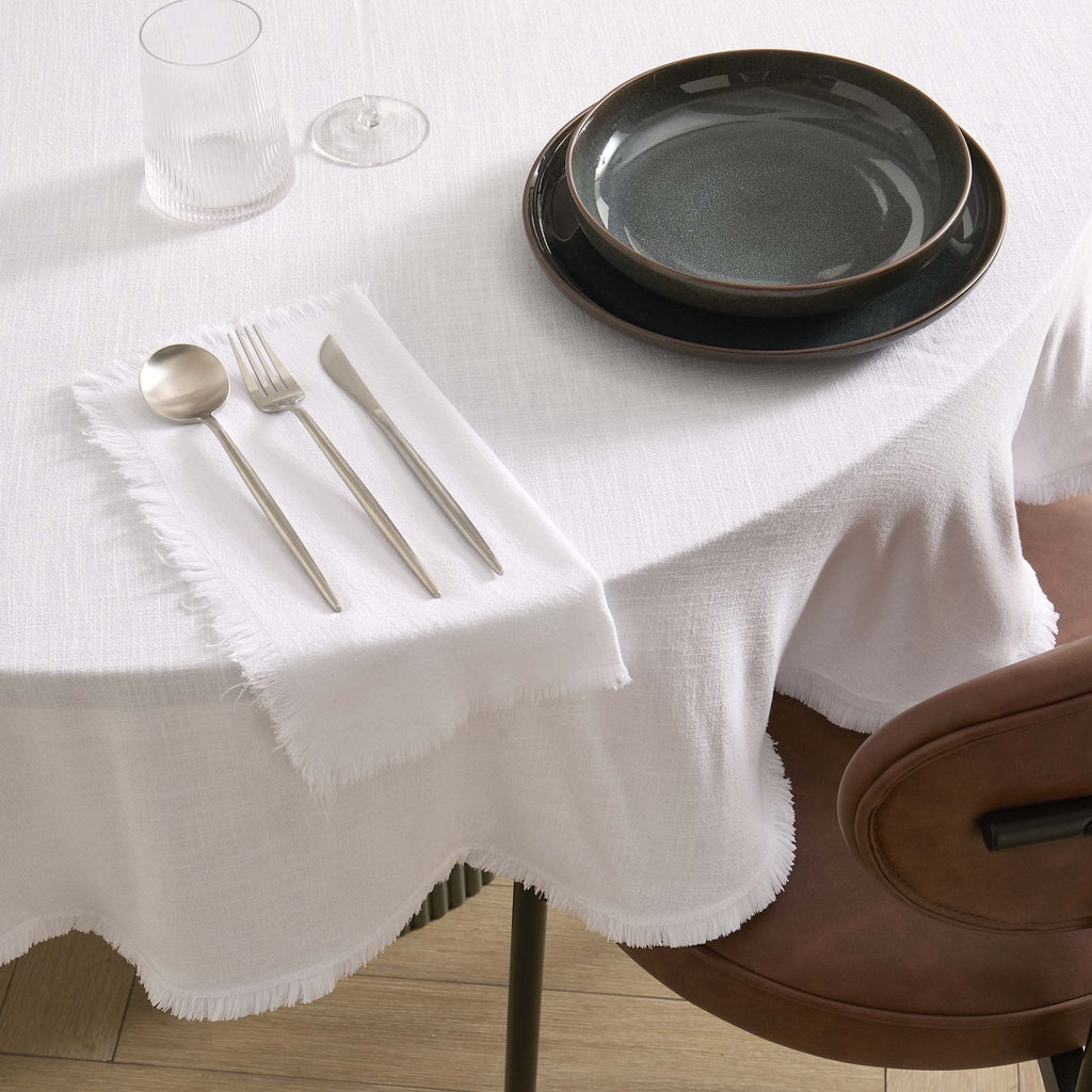 Dusklia - Linen Blend Round Tablecloth - White