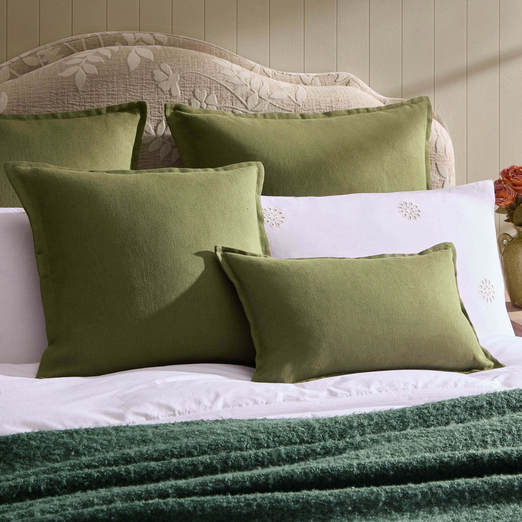 Dusklia - Linen Blend Cushion Cover - Olive Green