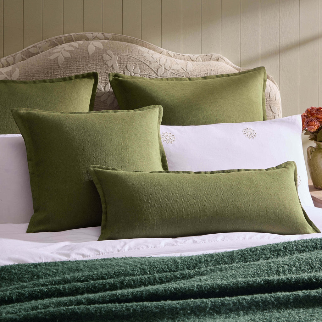Dusklia - Linen Blend Cushion Cover - Olive Green