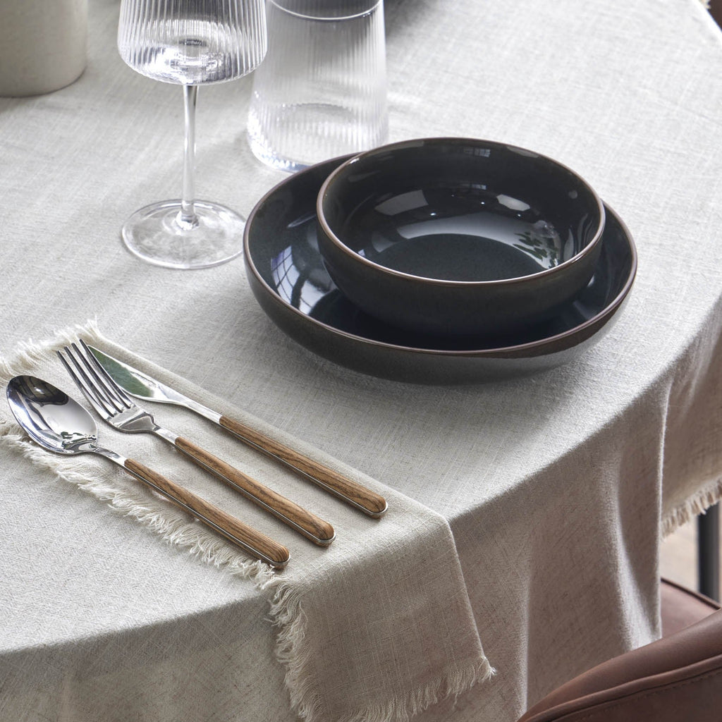 Dusklia - Linen Blend Round Tablecloth - Sand