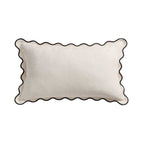 Dusklia - Linen Blend Scallop Edge Cushion Cover - Natural/Black