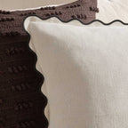 Dusklia - Linen Blend Scallop Edge Cushion Cover - Natural/Black