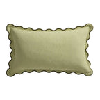 Dusklia - Linen Blend Scallop Edge Sofa Cushion Cover - Green
