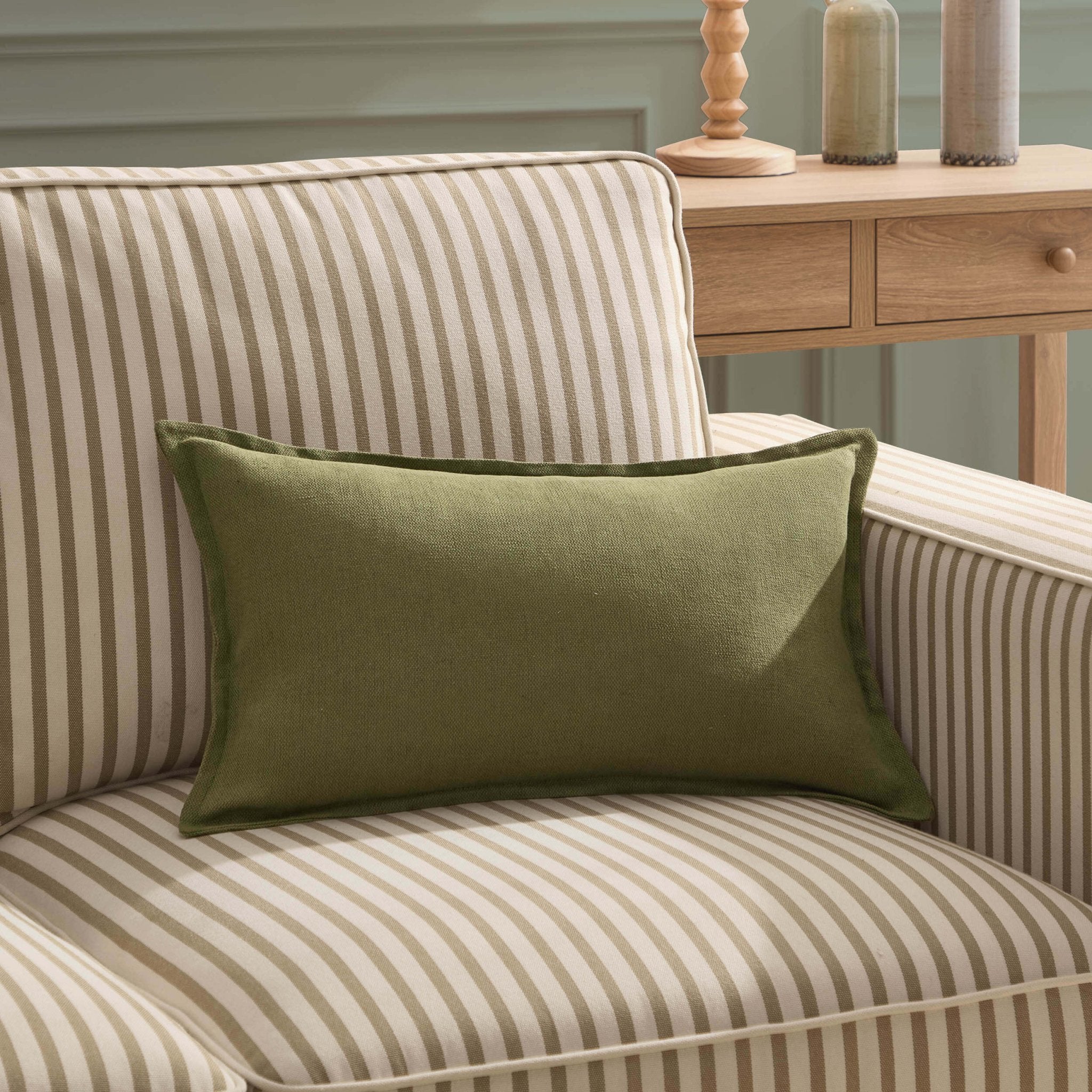Dusklia - Linen Blend Sofa Cushion Cover - Olive Green