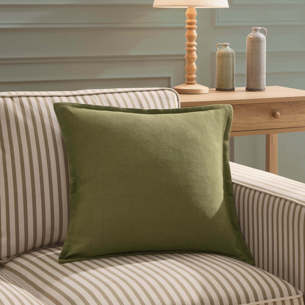 Dusklia - Linen Blend Sofa Cushion Cover - Olive Green