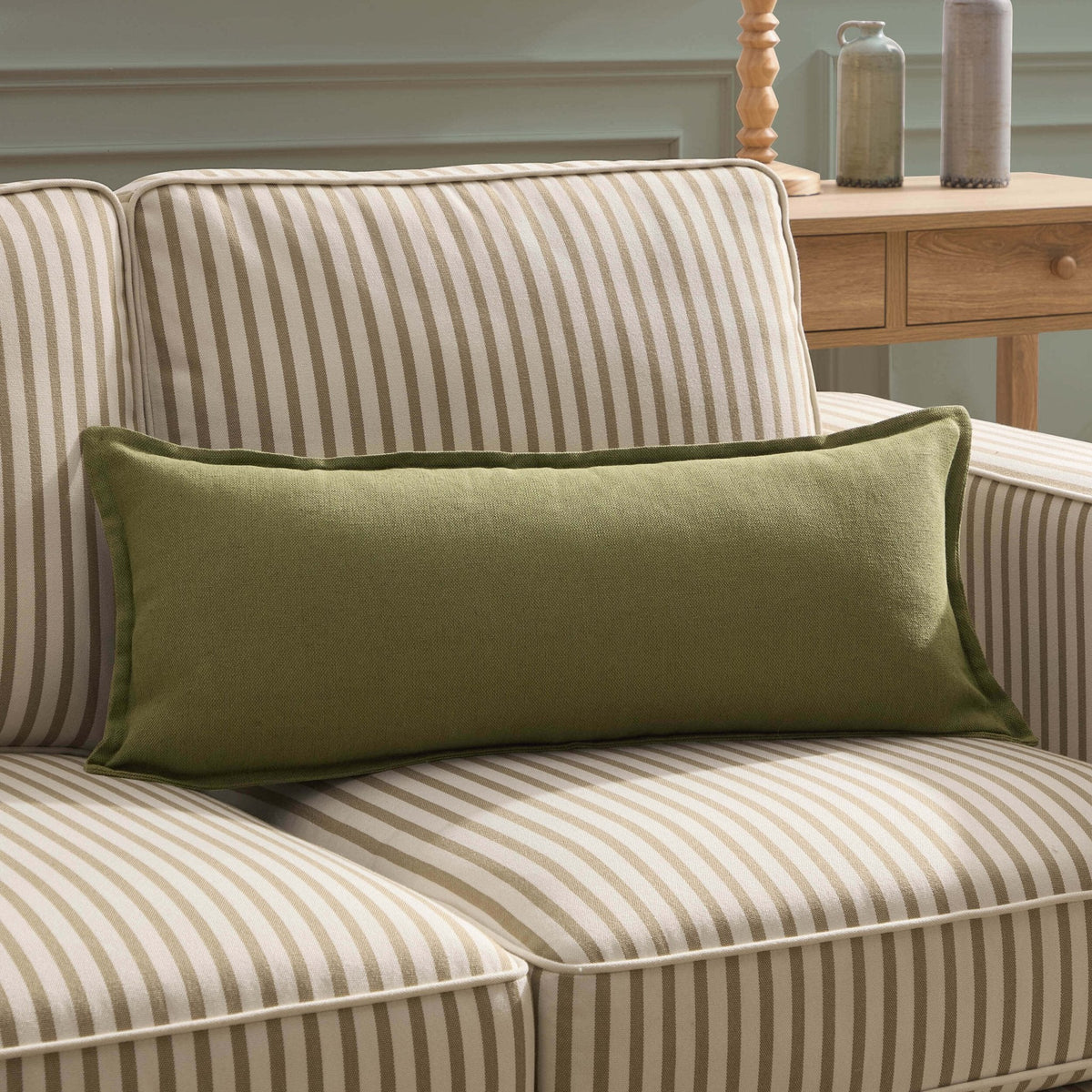 Dusklia - Linen Blend Sofa Cushion Cover - Olive Green