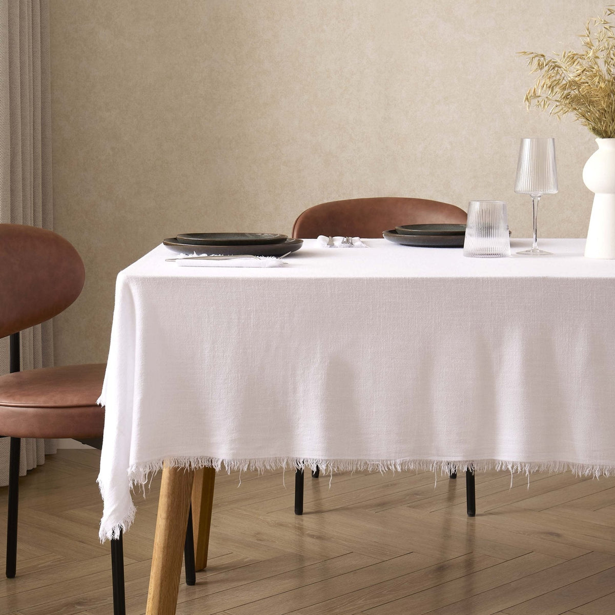 Dusklia - Linen Blend Tablecloth - White