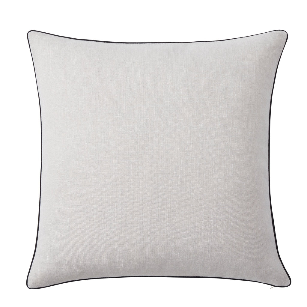 Dusklia - Linen Look Piped Edge Sofa Cushion Cover - Stone/Black