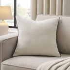 Dusklia - Linen Look Piped Edge Sofa Cushion Cover - Stone/Black