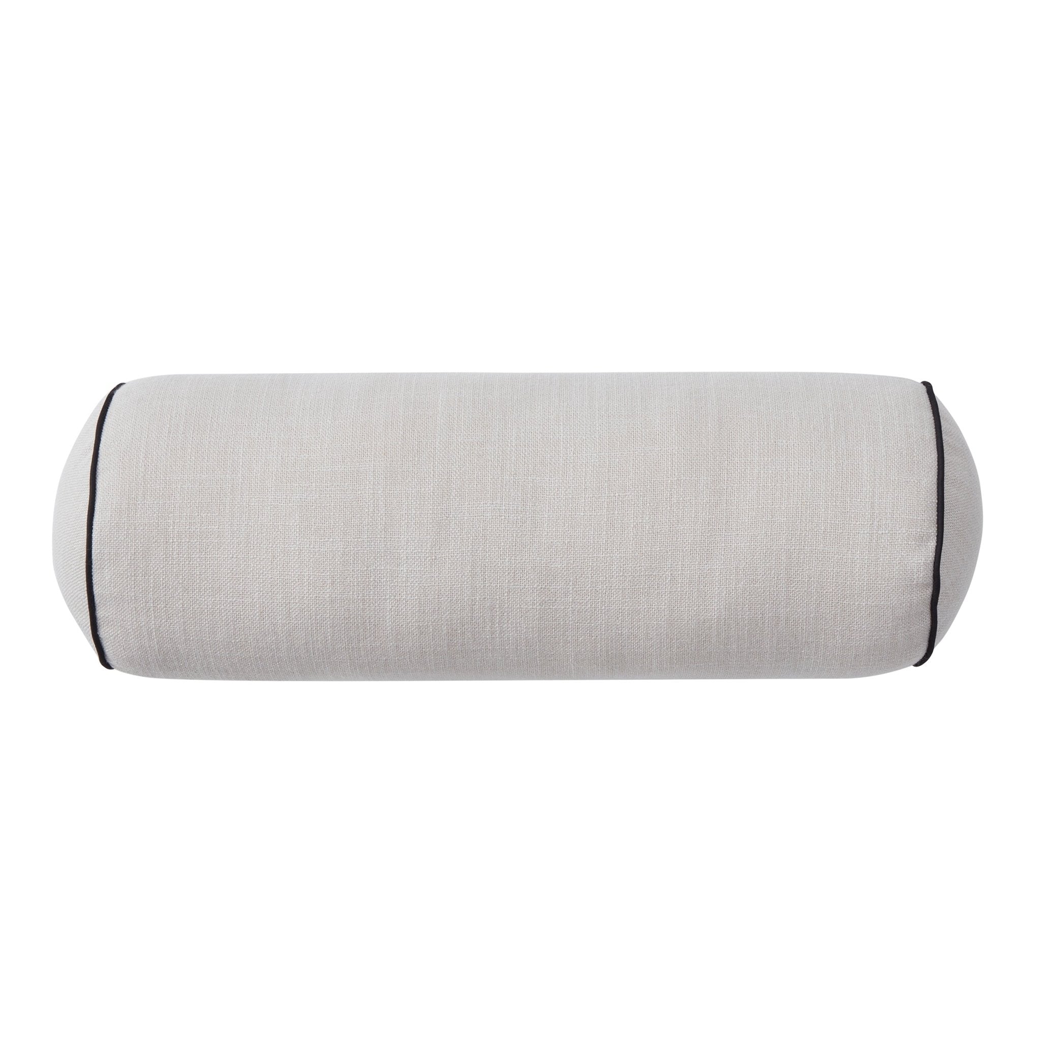 Dusklia - Linen Look Piped Edge Sofa Cushion Cover - Stone/Black