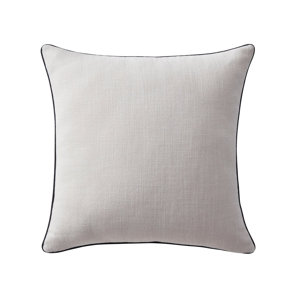 Dusklia - Linen Look Piped Edge Sofa Cushion Cover - Stone/Black