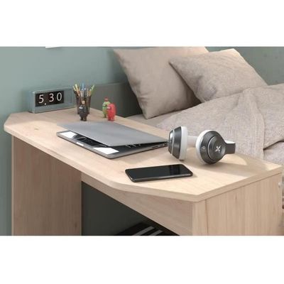 Meuble de rangement pour enfant. blanc - Camille - avec 7 compartiments et 6 paniers gris et bleus